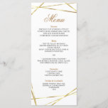 Simple Gold Geometric Wedding Menu Card<br><div class="desc">Simple yet Elegant wedding menu card</div>