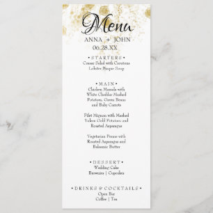 Simple Gold Glitter Add Name Date Wedding Dinner Menu
