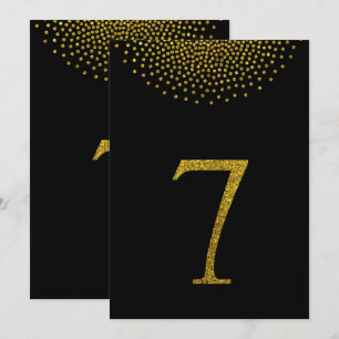 Simple gold glitter and black table number 7