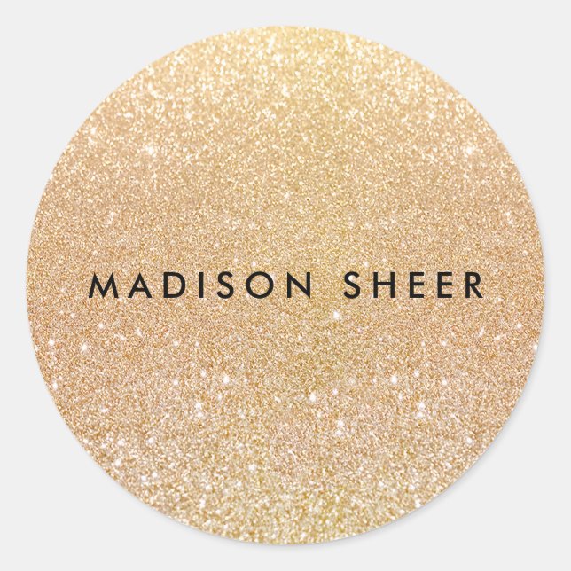 Simple Gold Glitter Classic Round Sticker (Front)