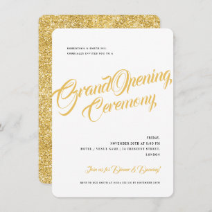 Simple Gold Glitter Corporate Grand Opening  Invit Invitation