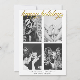 Simple gold glitter Photo editable Holiday Card
