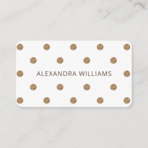 Simple Gold Glitter Polka Dots Pattern Chic White Business Card