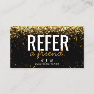 Simple Gold Glitter Refer a Friend Card