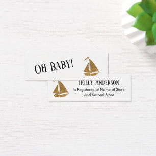 Simple Gold Glitter Sailboat Gift Registry Cards