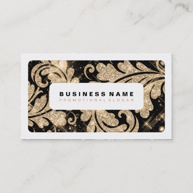 Simple Gold Glitter Swirls Business Card (Front)