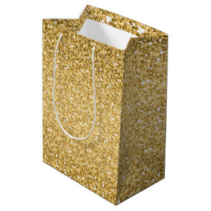 Simple Gold Glitter Texture Medium Gift Bag