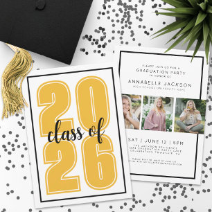Simple Gold Graduate Photo Graduation Invitation
