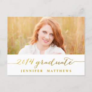 Simple Gold   Graduation Party Invitation Postcard