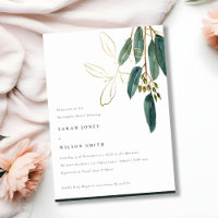 Simple Gold Green Eucalyptus Foliage Couple Shower
