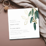 Simple Gold Green Eucalyptus Foliage Engagement Invitation<br><div class="desc">For any further customisation or any other matching items,  please feel free to contact me at yellowfebstudio@gmail.com</div>