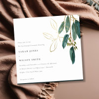Simple Gold Green Eucalyptus Foliage Vow Renewal