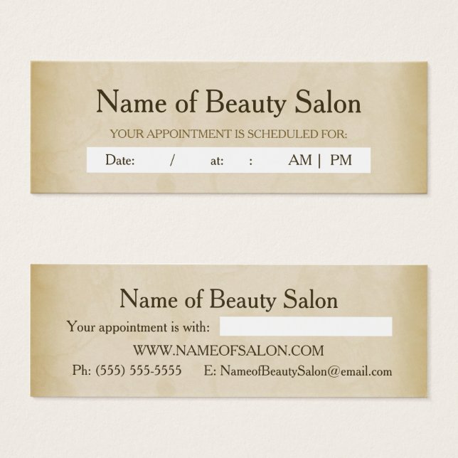 Simple Gold Grunge Hair Salon Appointment Reminder (Front & Back)