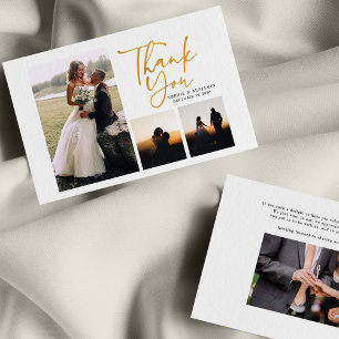 Simple Gold Hand-Lettered Wedding Thank You Card