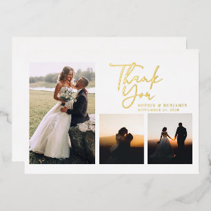 Simple Gold Hand-Lettered Wedding Thank You Gold