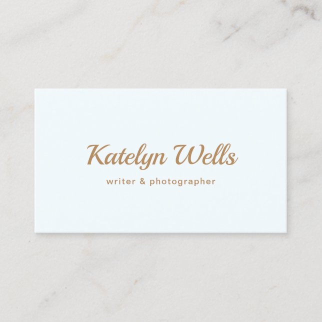 Simple Gold Handwritten Script Typography Business Card (Front)