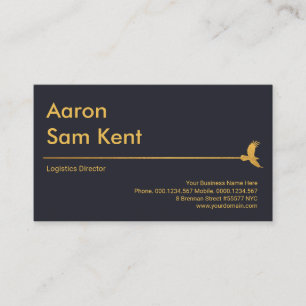 Simple Gold Hawk Line Global Blue Logistics Supply Business Card