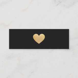 Simple Gold Heart Black Networking Mini Business Card