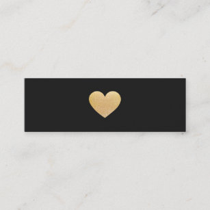 Simple Gold Heart Black Networking Mini Business Card