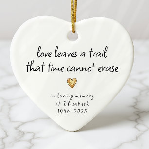 Simple Gold Heart In Loving Memory Memorial Ceramic Ornament
