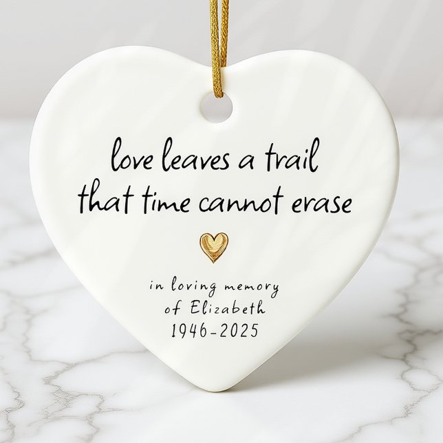 Simple Gold Heart In Loving Memory Memorial Ceramic Ornament (Creator Uploaded)