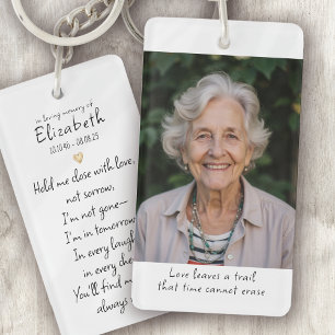 Simple Gold Heart Photo Poem Memorial Key Ring