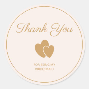 Simple Gold Heart Thank You Classic Round Sticker