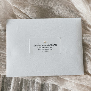 Simple Gold Heart Wedding Address Labels
