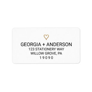 Simple Gold Heart Wedding Address Labels