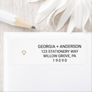 Simple Gold Heart Wedding Return Address Labels