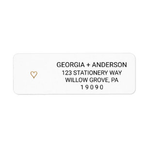 Simple Gold Heart Wedding Return Address Labels
