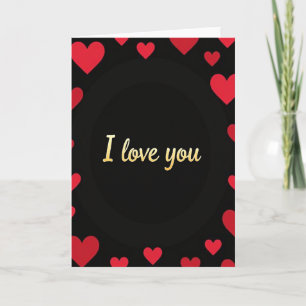 Simple Gold Hearts I Love You Card
