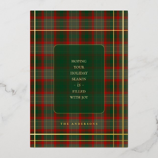 Simple gold Holiday Buffalo Plaid Christmas (Front)