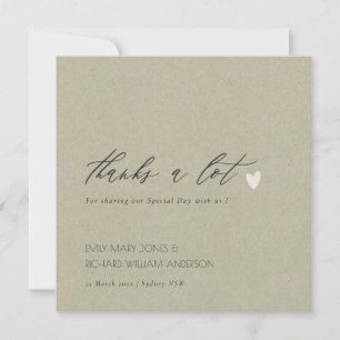 SIMPLE GOLD KRAFT HEART SCRIPT WEDDING THANK YOU CARD