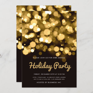 Simple Gold Lights Corporate Holiday Party Invitation
