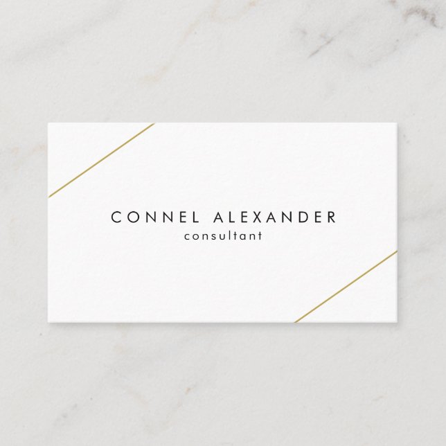 Simple Gold Lines Modern Business Card (Front)