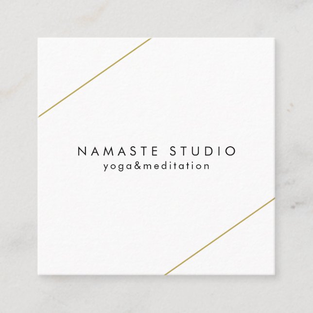 Simple Gold Lines Modern Square Business Card (Front)