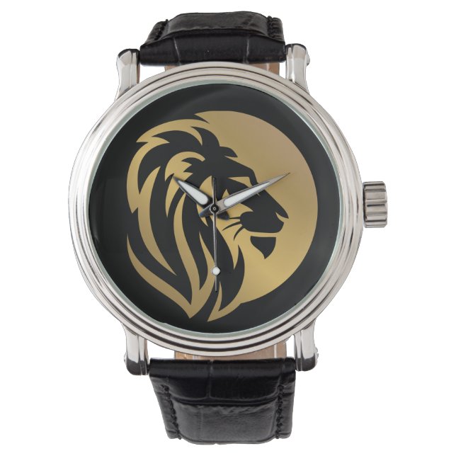 Simple Gold Lion Leo Logo Watch (Front)