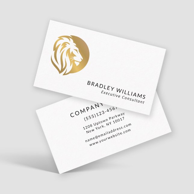 Simple Gold Lion Logo Business Card (Creator Uploaded)