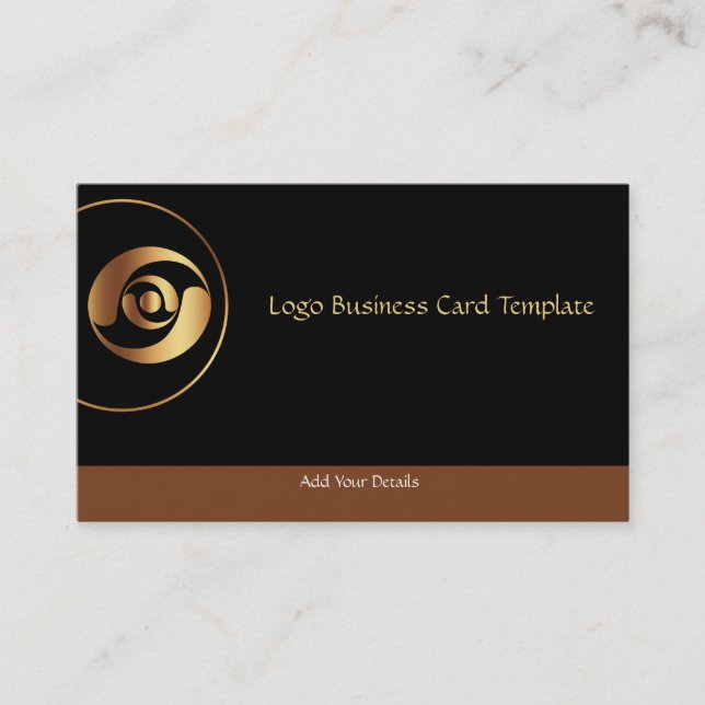 Simple Gold Logo Gold Circles Corporate Business Card (Front)
