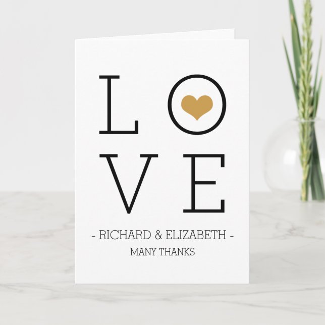 Simple Gold Love Thank You Cards (Front)