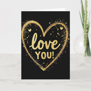 Simple Gold Love You Heart Card