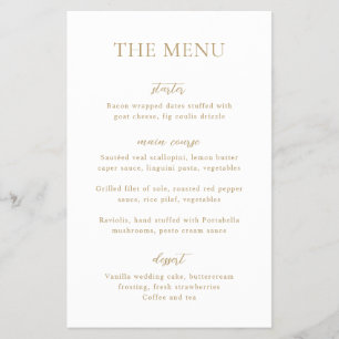 Simple Gold Modern Budget Wedding Menu