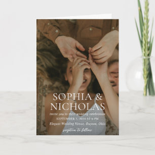 Simple Gold Modern Photo Wedding Invitation