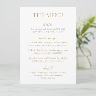 Simple Gold Modern Wedding Menu