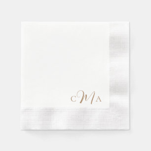 Simple Gold Monogram Combo Font Wedding Cocktail  Napkin
