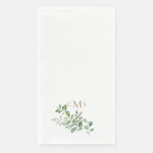 Simple Gold Monogram Foliage Napkin