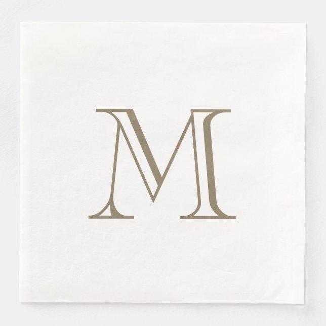 Simple Gold Monogram Paper Napkin (Front)
