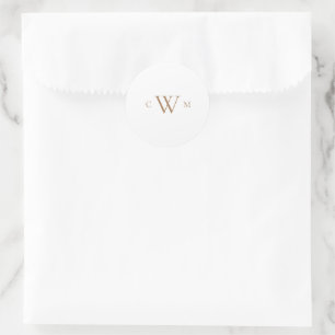 Simple Gold Monogram Wedding  Classic Round Sticker