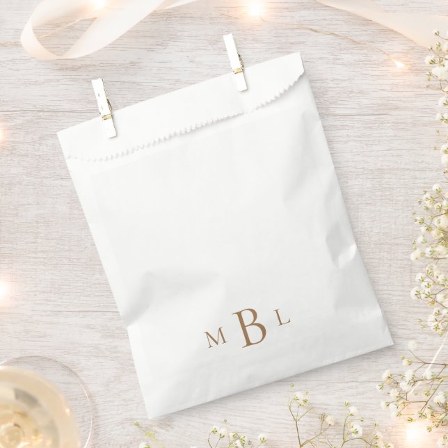 Simple Gold Monogram White Elegant Favour Bag (Clipped)